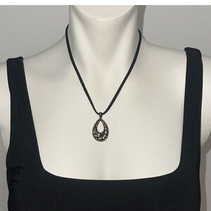 Black Crystal Tear-Drop Necklace Lia Sophia MON CHERI